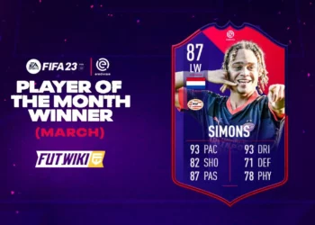 Xavi Simons is Eredivisie Player Of The Month (POTM) in FIFA 23 for March