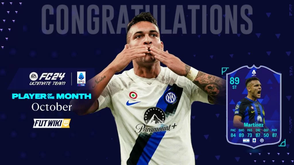 EA Sports FC 24 - Lautaro Martinez is Serie A Player Of The Month (POTM)  for October •