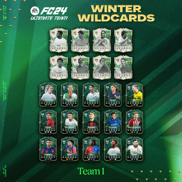 EA Sports FC 24 Winter Wildcards Team 1 promo Full team, Icons & Mini